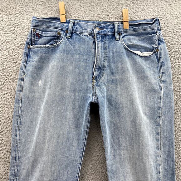 Polo Ralph Lauren Vintage 67 Jeans Mens 35x31* Light Baggy 90's Distressed Denim - Picture 3 of 16